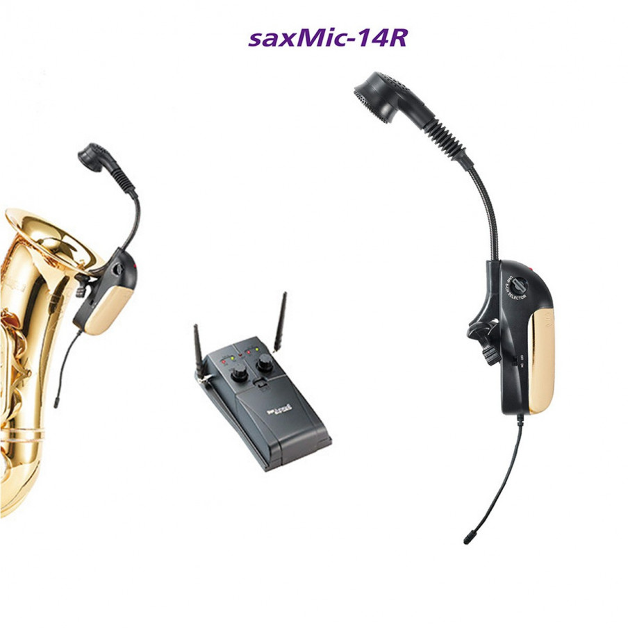 Microphone sans fil wireless SOUNDPLUS SaxMic-14R pour saxophone alto ou  ténor, trompette et trombone